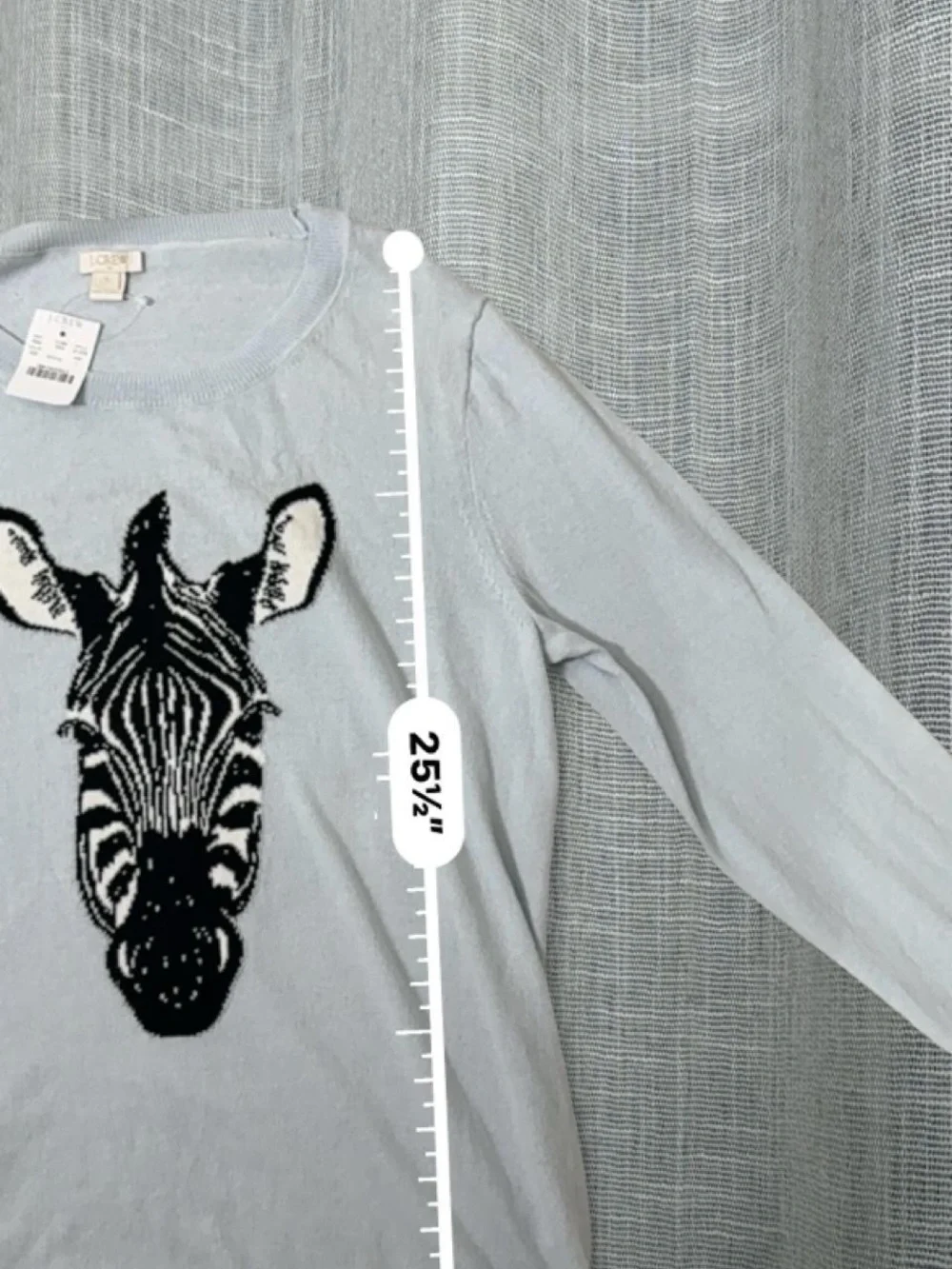 J.Crew Zebra Intarsia Sweater | Baby Blue Cotton Knit Size Large